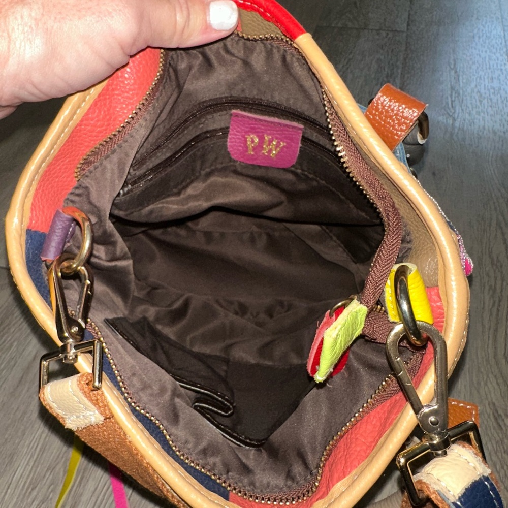 PW Colorful Patchwork Leather Boho Crossbody Bag … - image 9